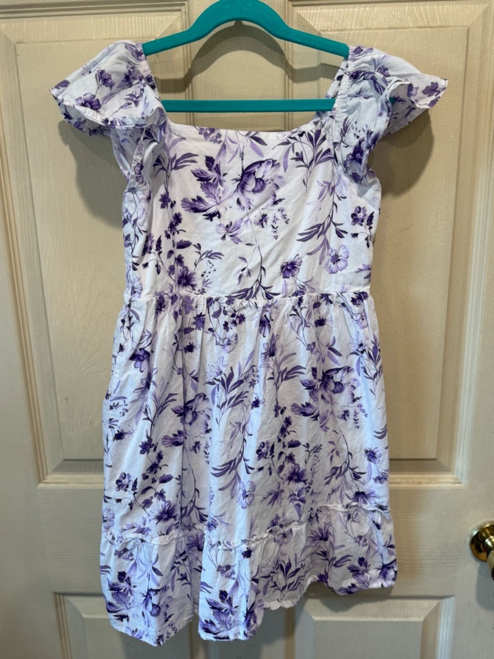 GAP White Dress with Purple Floral Print